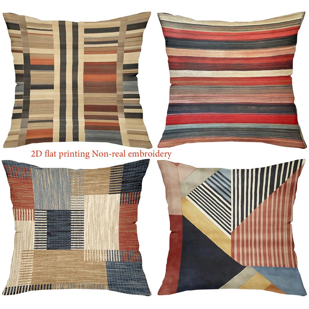 2D Flat Printing Non-real Embroidery Colorful Patterned Throw Pillows Polyester pillowcase, sofa  cushion cov Headboard Pillow