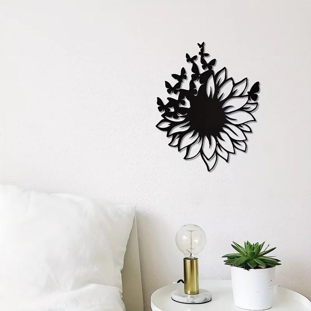 Sunflowers and Butterfly Metal Wall Art - Rust-Proof Wall Sculpture for Garden, Home, Farmhouse, Patio, and Bedroom Décor