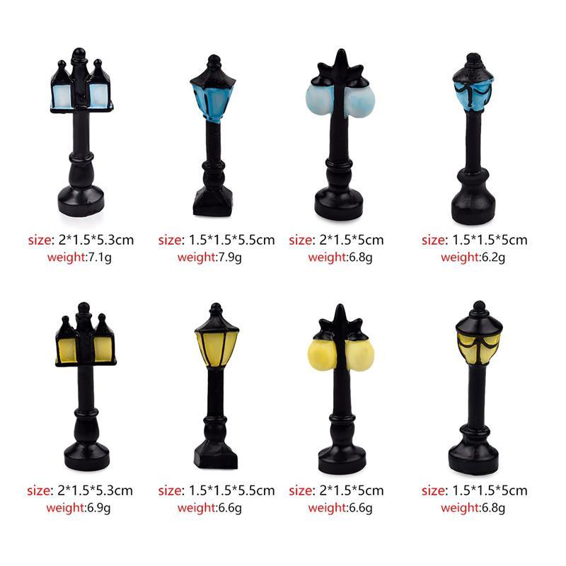Retro Mini Street Lamp Miniature Garden Ornament Streetlight Figurines Fairy Garden Decoration Resin Craft Micro Landscaping