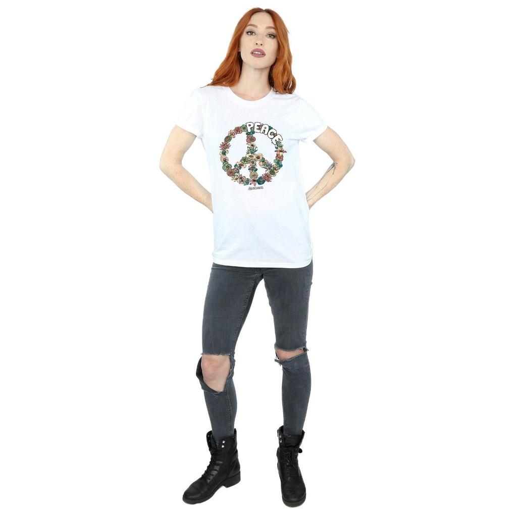 Woodstock Womens/Ladies Floral Peace Cotton Boyfriend T-Shirt