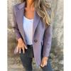 Women S Wool Blazer Single Breasted Turn Down Collar Solid Loose Fit Commute Style