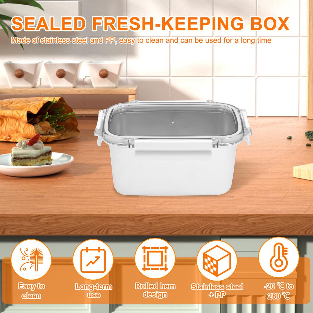 Ланч-бокс из нержавеющей стали с крышкой, портативный герметичный контейнер для закусок, для сохранения свежести продуктов, салата, фруктов, бенто-бокс, форма для хлеба