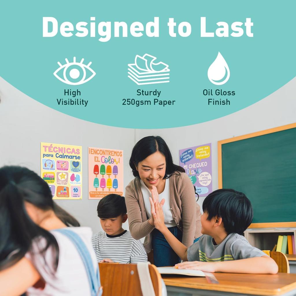 S&O Испанский язык Уголок спокойствия Классные терапевтические плакаты - Принадлежности для уголка успокоения - Диаграмма чувств - Диаграмма эмоций для детей - Испанский