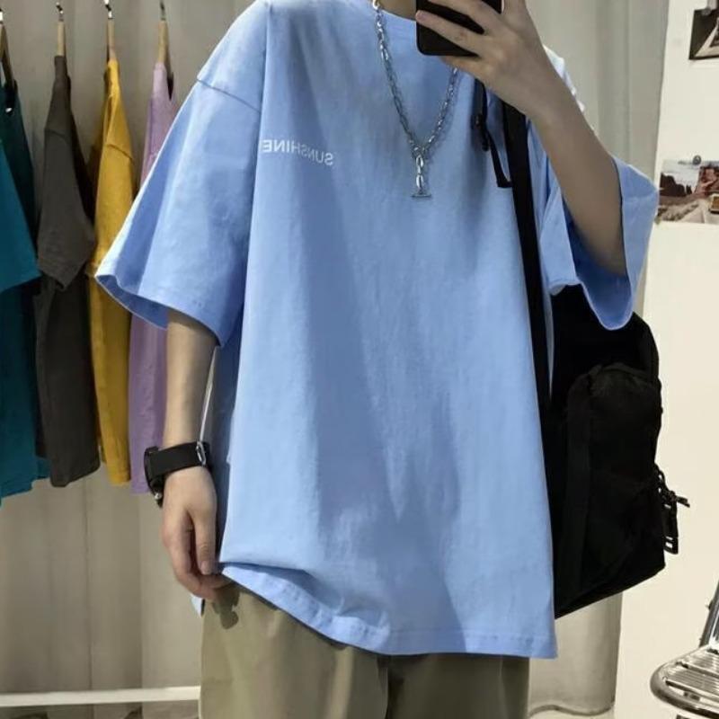 Trendy Oversized American-Style Men's Printed T-Shirt - Short-Sleeve Summer Top