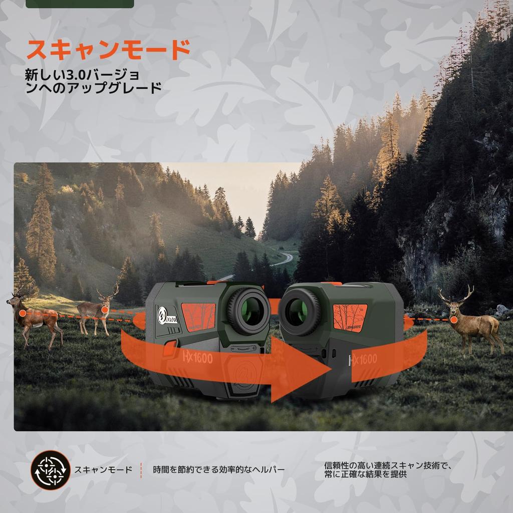 AOFAR Hunting Laser Distance Meter HX1600 Dual color OLED display Adopts glass with high transmittance of or more for visibility Capable of measuring