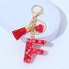 Red A-Z Alphabet Initial Letter Keychain Cute Heart Tassel Resin Charms Keyrings Handbag Charms Car Pendant Trinkets Women Gifts