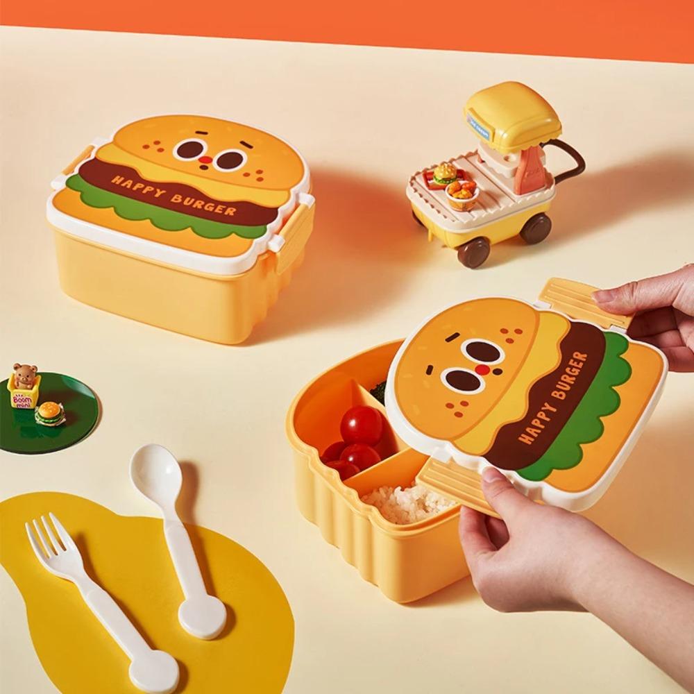 Microwaveable Student Lunch Boxes Separated Food Storage Container Hamburger Lunch Box School
