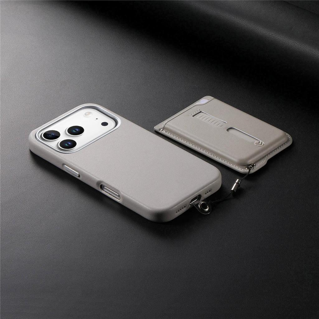 iPhone 17 Magnetic Card Holder Case with Anti-Lost Strap & Drop-Proof Cover, Compatible with 15 Pro & 16 Pro Models