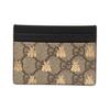 Gucci Кошелек-кардхолдер для женщин, сочетание холста и кожи, с принтом пчел и винтажным логотипом, цвет эбеновое дерево и черный
