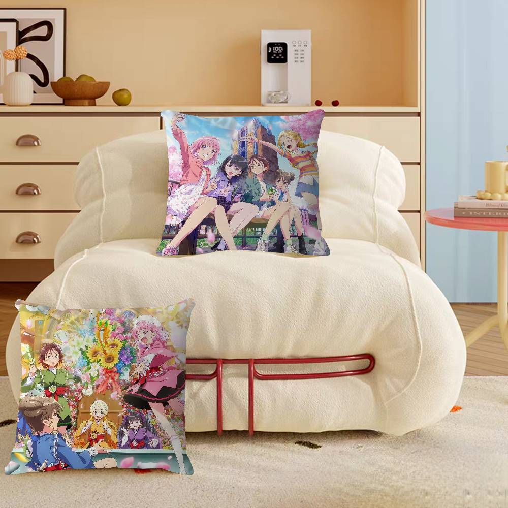 Anime M-Maebashi W-Witches Cushion Cover Inches Farmhouse Decor Home Throw Pillow Covers for Couch Decorations
