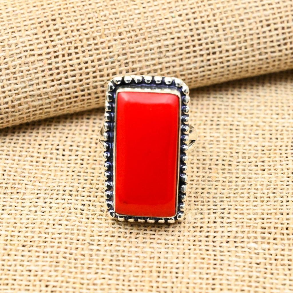 Очаровательное кольцо из стерлингового серебра 925 пробы с драгоценным камнем ручной работы из красного коралла для женщин