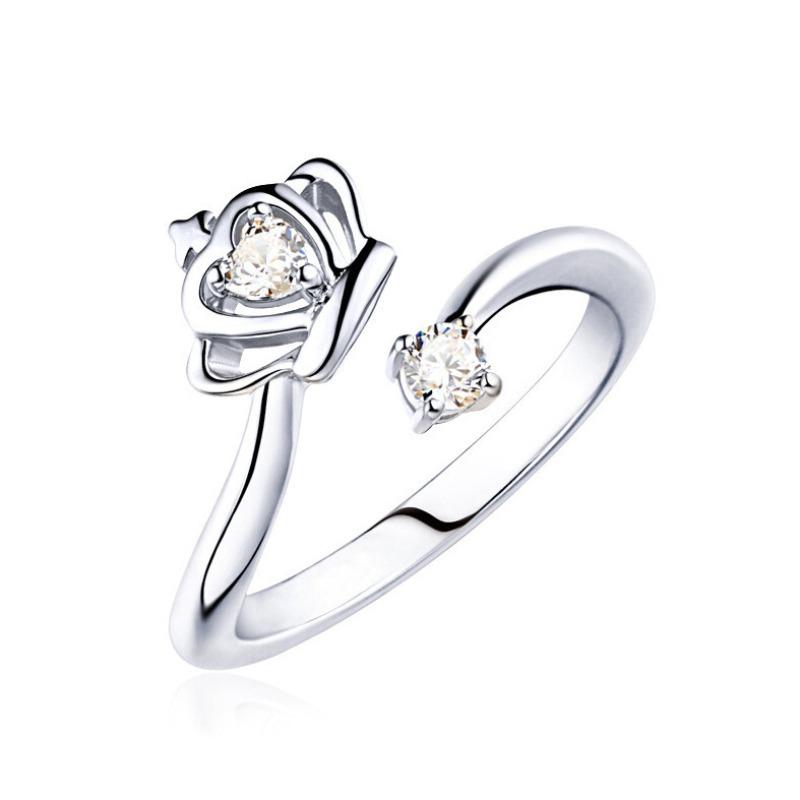 Кольцо из стерлингового серебра S925 пробы с бриллиантами в форме короны, антиаллергенное ювелирное украшение на руку