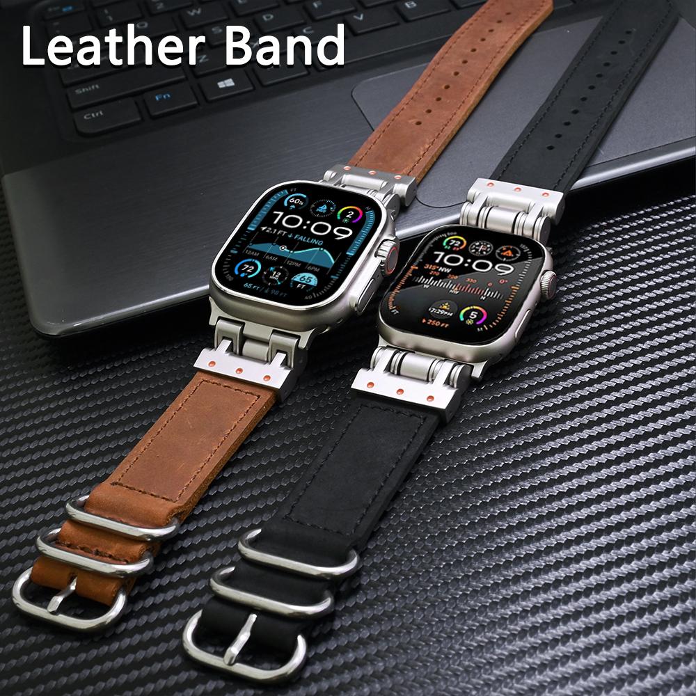 Мягкий кожаный ремешок для Apple Watch Ultra 2 49 мм Серии 10 9 8 7 46 мм 45 мм Мужской Роскошный ремешок для iWatch 6 5 4 Se 44 мм Браслет-петля
