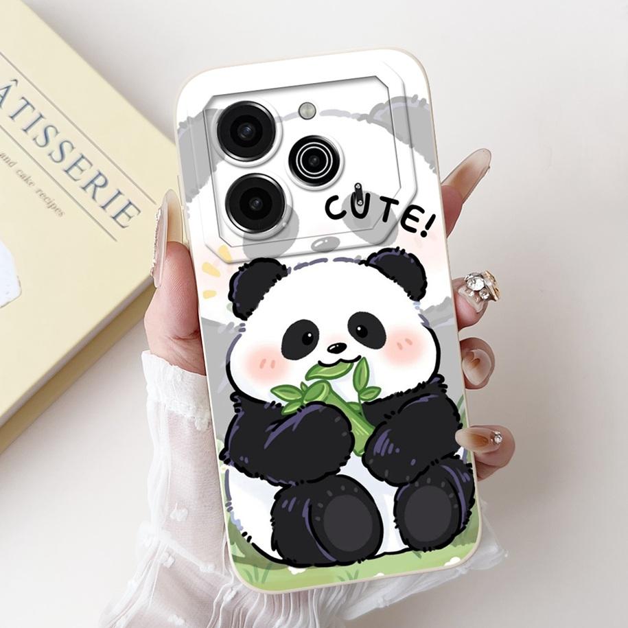 For Tecno Pova 6 Pro 5G 2024 Case LI9 Camera Lens Protective Cover Cute Panda Cartoon Soft Bumper For Tecno Pova 6 Pova6 5G Capa