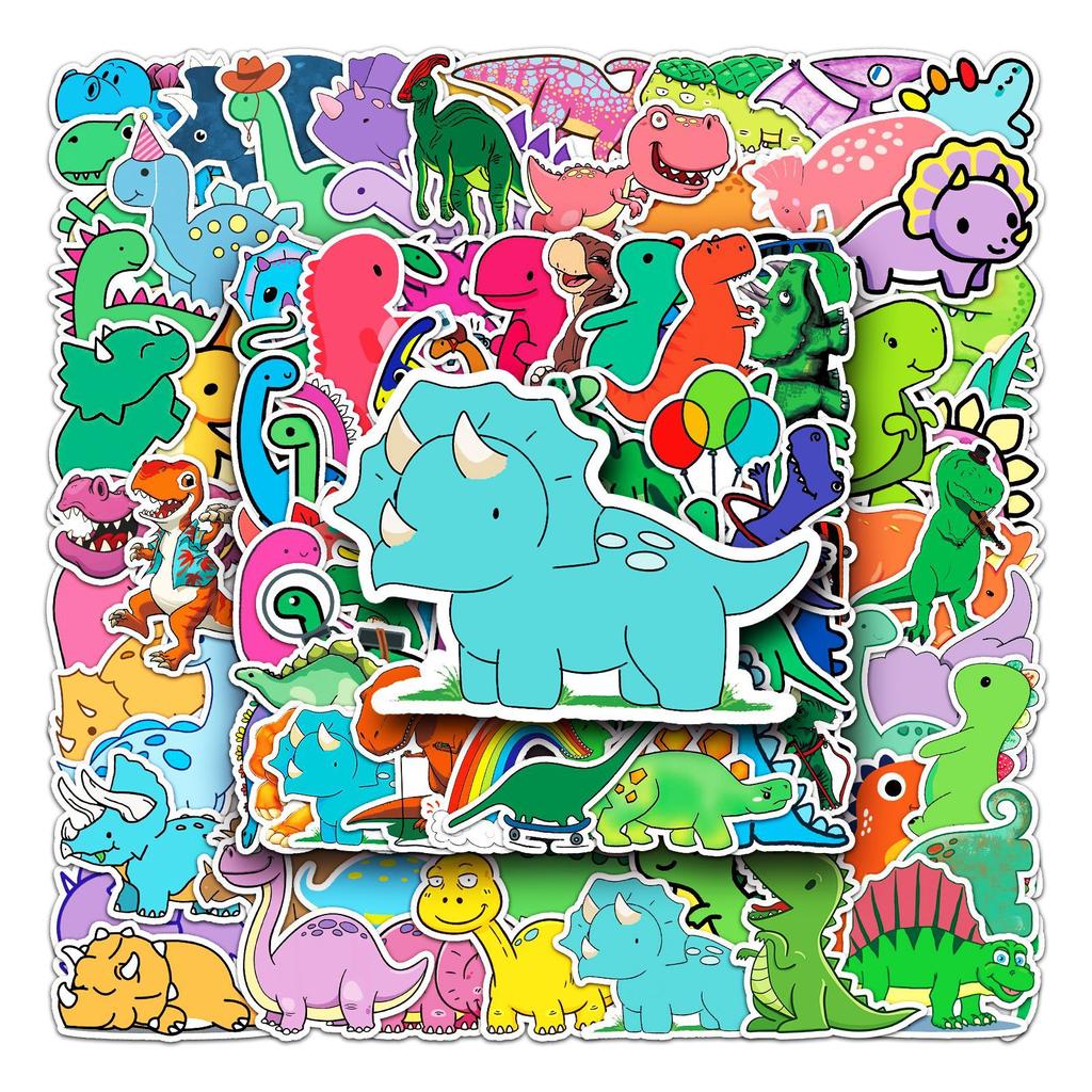 100 штук маленьких наклеек с граффити в виде динозавров, трансграничные наклейки с мультяшными животными, чехол для телефона «сделай сам», наклейки на чемодан, водонепроницаемые