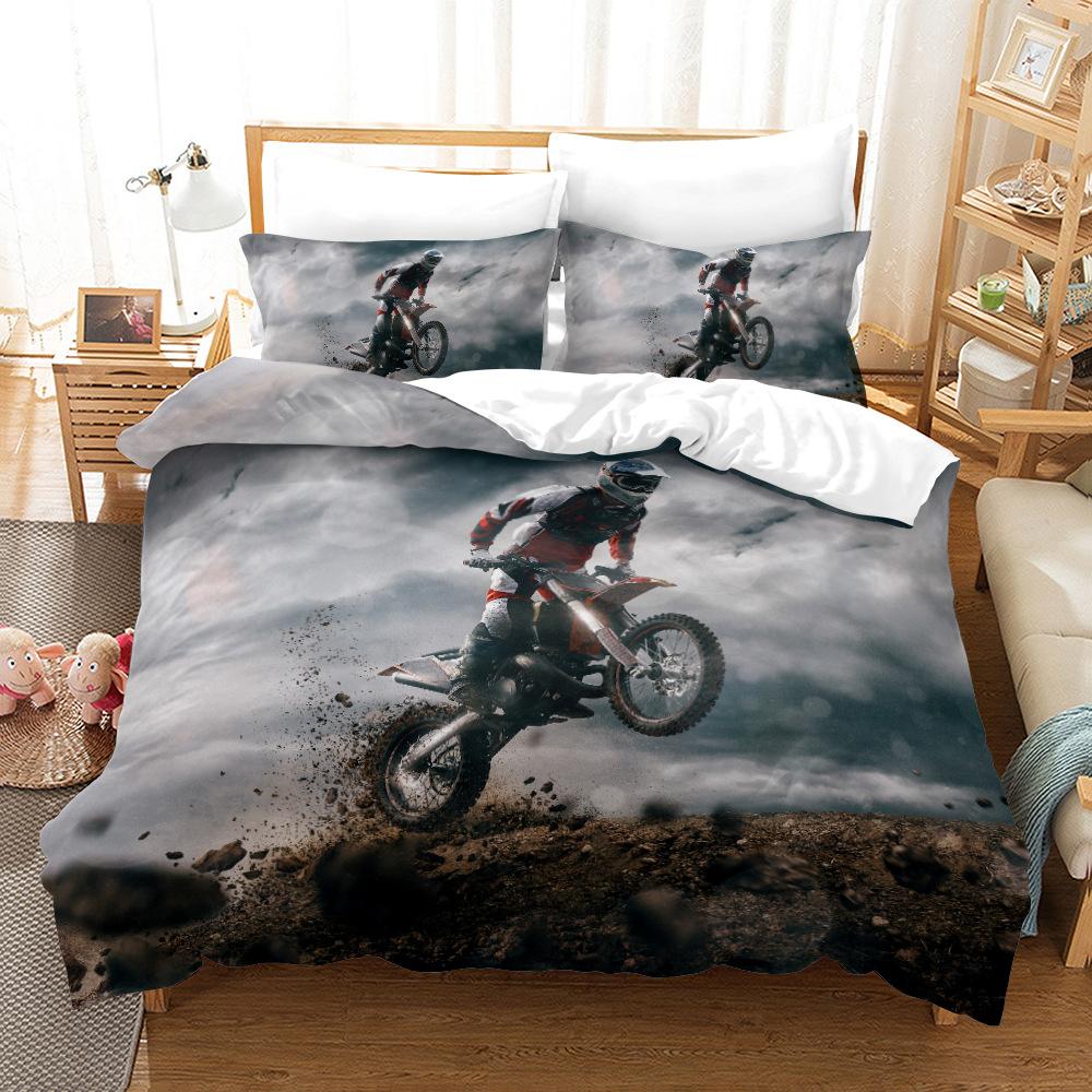 3D комплект постельного белья для мотоциклистов с гоночным узором, пододеяльник, наволочка, 2/3 шт., EU135 * 200, полноразмерный декоративный пододеяльник для комнаты мальчиков