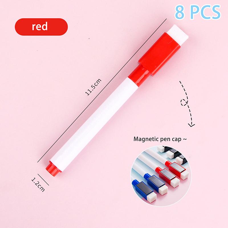8Pcs Colorful Magnetic Whiteboard Dry Erase Marker Pens High-Capacity Erasable Whiteboard Marker Pens Office School Supplies