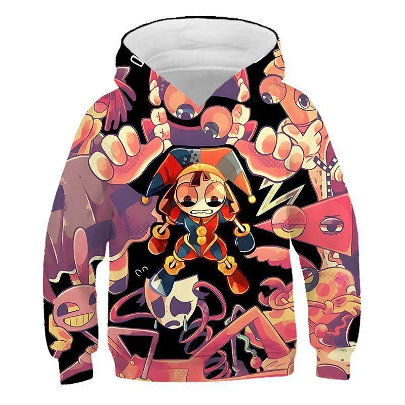 4-14 Years Children's Kids Cute Boys and Girls Lightweight  3D Cartoon Graphic Print Polyester Hoodies Tops