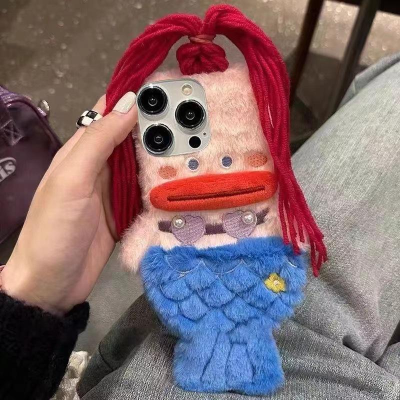 Плюшевый Чехол Русалка для Мобильного Телефона Apple 15 для IPhone16 Милый 14 Мультяшный 13/12 Мягкий Чехол 11 Женский