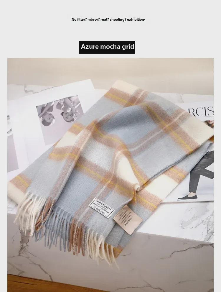 100% Wool Plaid Scarf for Women and Men - Warm, Stylish Gift for Winter