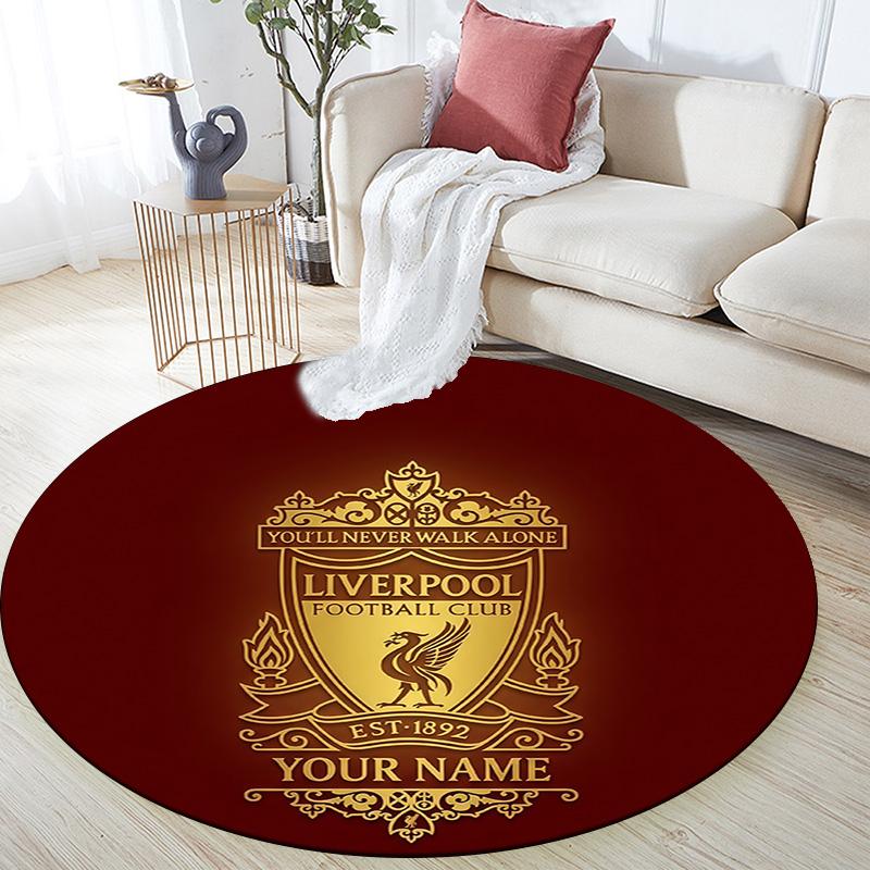 Custom Name Liverpool Round Area Rug,Carpet Rug for Living Room Bedroom Sofa Playroom Decor,Non-slip Floor Mat