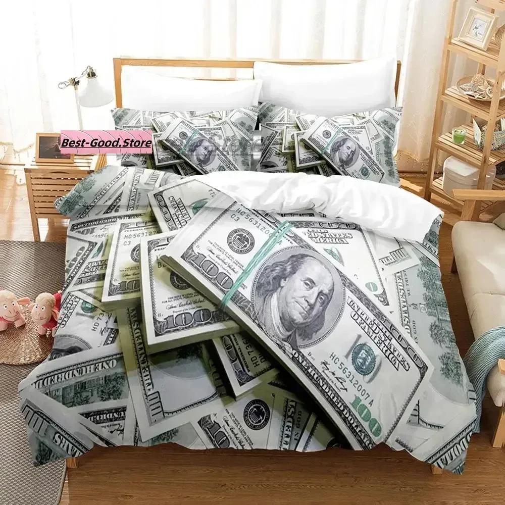 Постельное белье Dolar Single Twin Ful Quen King-Sized Размеры Размеры Комплект постельного белья Взрослый Детская спальня Комплекты пододеяльников 3D печать Деньги Комплект простыней