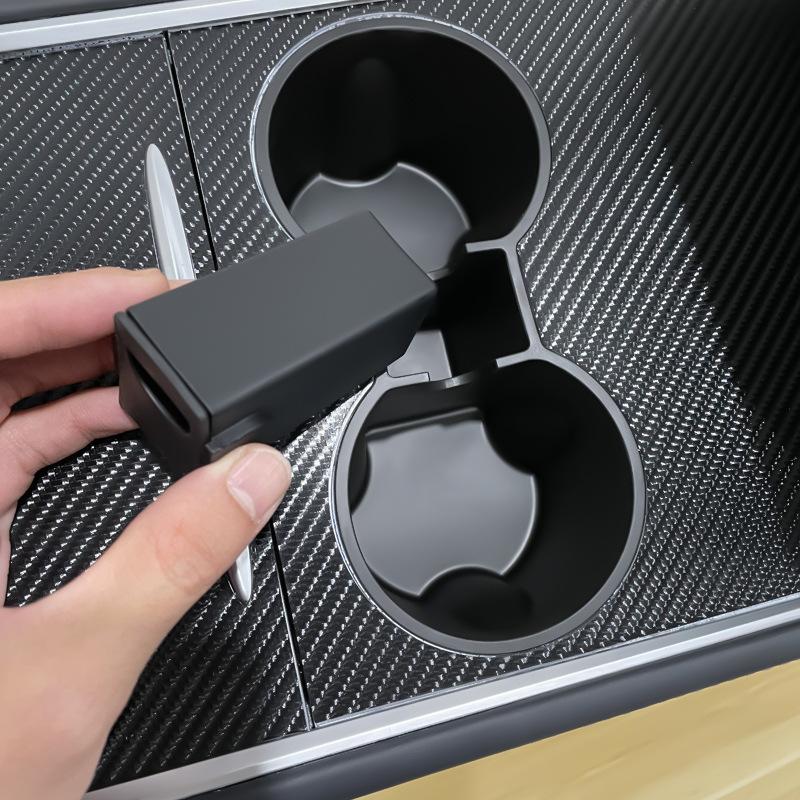 for Tesla Model 3 Y Juniper Highland 2025 2024 Center Console Cup Holder Insert Silicone Slot Slip Drink Limiter Car Accessories