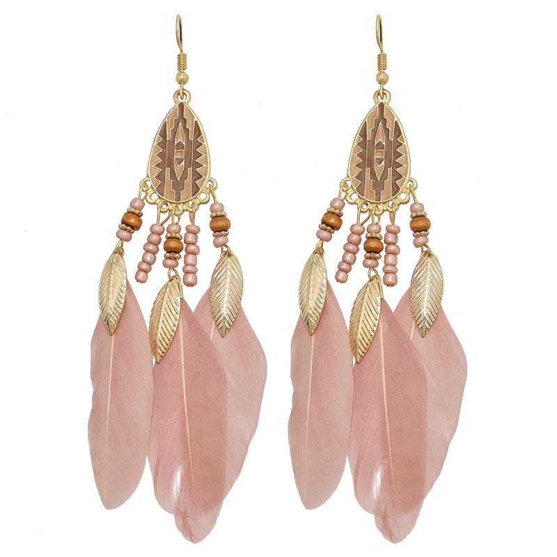 Богемные серьги-кисточки с искусственным серебряным пером для москитных спиралей: Летние ретро этнические серьги