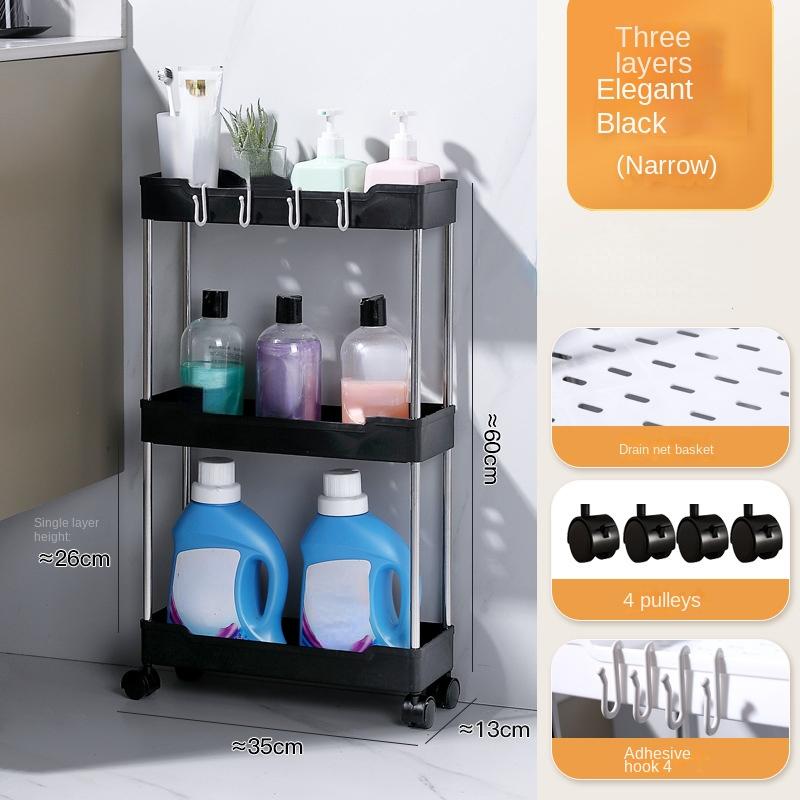 Полка для хранения в ванной комнате с колесами, 3/4-слойная тележка на колесиках, Органайзер для хранения в ванной, Универсальная тележка