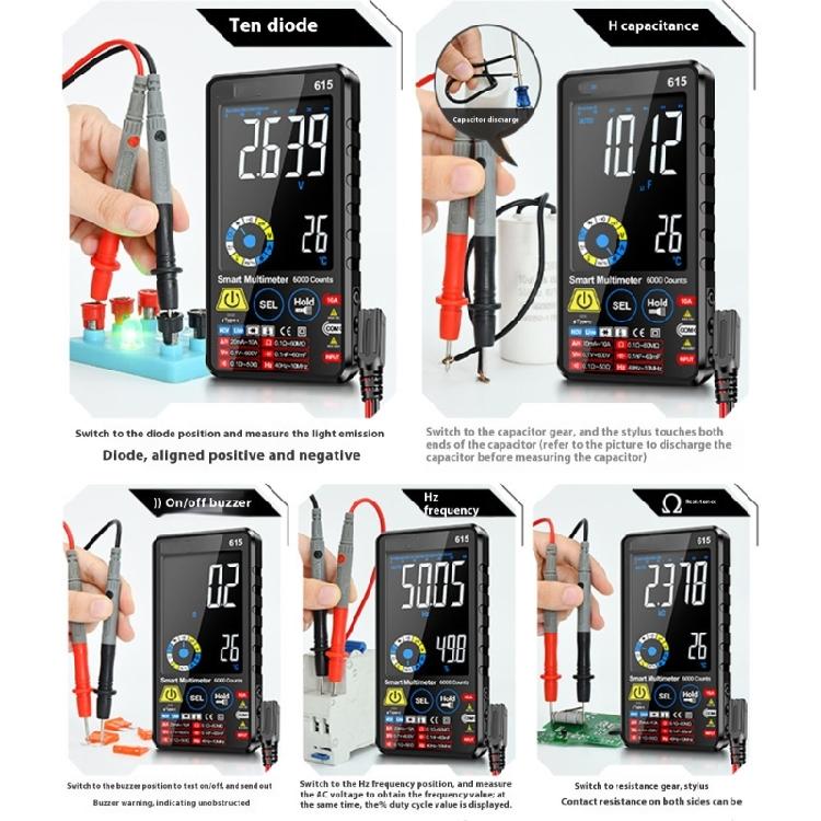 Portable Digital Multimeter 6000 Count with Clear Display for Technicians Multifunctional Use Household Circuit Testing