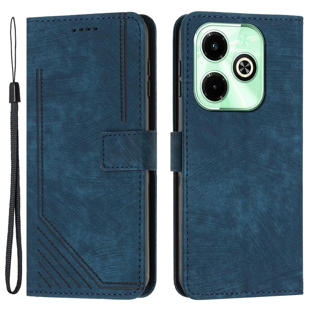 Чехол-кошелек для телефона Infinix Hot 40i, приятный для кожи, кожаный флип-чехол с принтом линии