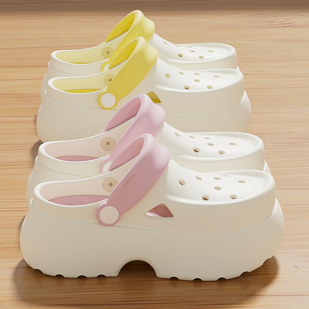 Платформа Женские Сабо Обувь Летние Пляжные Сандалии на Толстой Подошве Модные Удобные Сабо Для Дома и Улицы Женские Обувь с Отверстиями