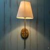Mid-Century Brass Wall Sconce with Fabric Shade Entryways, Hallways, Bedrooms, Office, Home Decor Gift