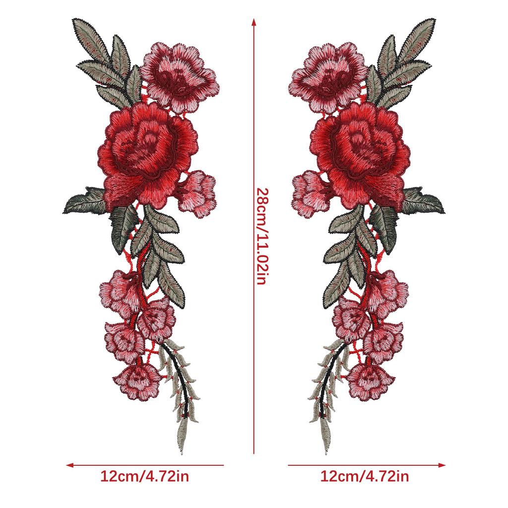 1 пара вышитых накладок в виде цветка розы, аппликация на сумку, винтажная одежда, пришивные значки, поделки, аксессуары для домашнего шитья