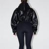 Vintage Faux Leather Zipper Crop Jackets Women Full Sleeve Pockets Hoodie Coat Autumn Hipster High Street Outwear