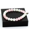 Stones and Minerals. Moonstone + Rose Quartz Beaded Bracelet 8 Mm. Made In France.