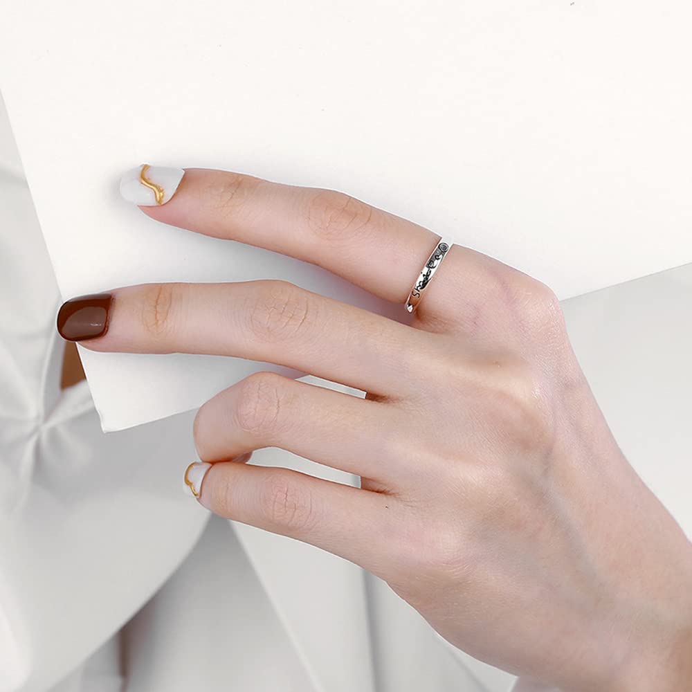 Бесплатное Улыбающееся Лицо Чистое Регулируемое Новый Аксессуар [Rockyu] Кольцо, Размер, Женское, Бренд, Улыбка, Английский, Инициал, Кольцо, Изысканное, Серебро, Гипоаллергенное,