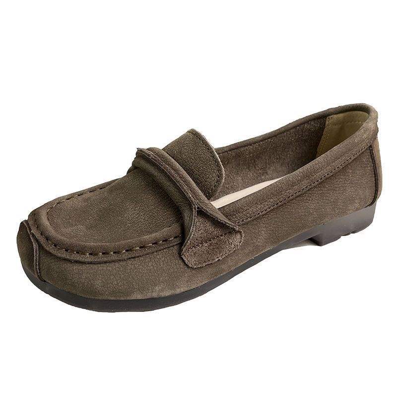 Женские одинарные туфли из мягкой кожи на мягкой подошве из говяжьей жилы, весна-осень 2025, матовая кожа, низкий каблук, туфли-бини, мягкая поверхность, обувь для мамы