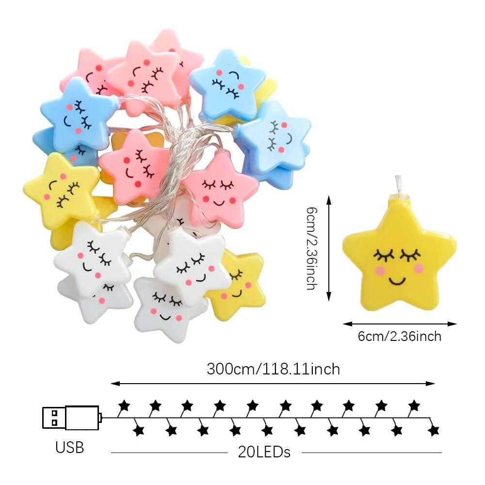 3M 20 LED Star Light String USB Powered Night Light For Birthday Party Atmosphere Decoration Lighting