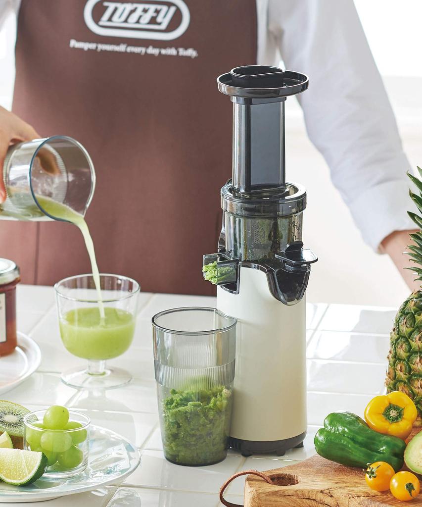 Mini Slow Juicer Small Compact Fruits Vegetables Vitamins Health Habits Keep Freshness Fresh Juice Retro [Toffy] K-BD4 (Ash White) K-BD4-AW