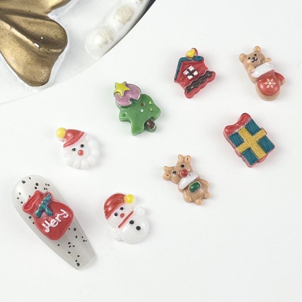 20 шт. смоляных рождественских украшений для маникюра, мультяшные украшения для ногтей, маникюрщица