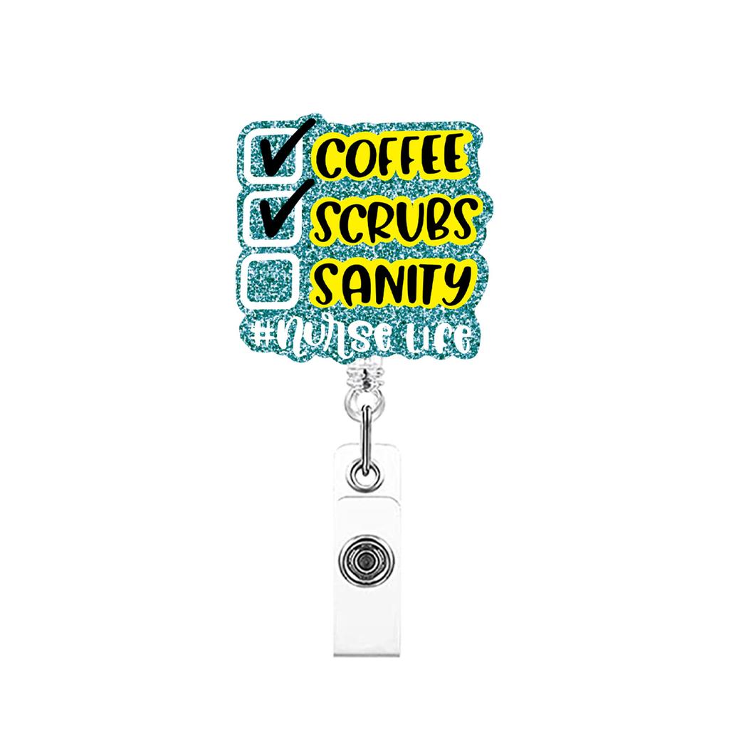 Medical Heart Lung Brain Acrylic Glitter Retractable Badge Reel Rotating Crocodile Clip ID Badge Holder for Doctor Nurse