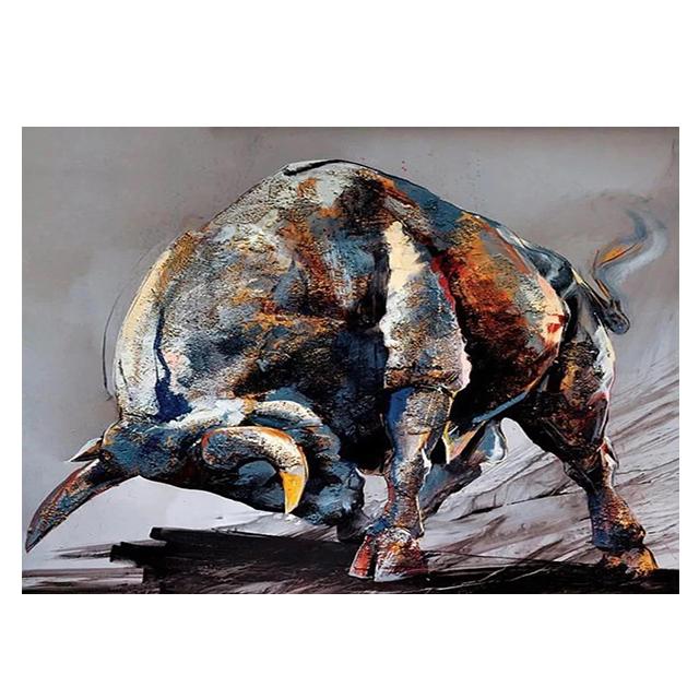 Zlove Большой бык Уолл-стрит холст настенное искусство абстрактные вдохновляющие картины дикой природы подходят для украшения стен дома и офиса
