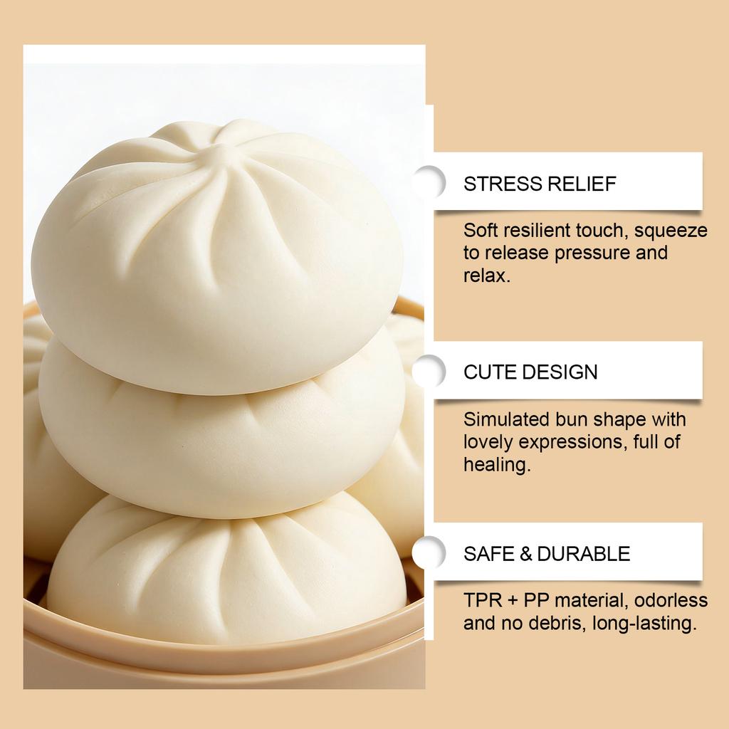 Dumpling Stress Balls Toy with Steamer Simulation Food Squishies Bun Fidget Sensory Toys for Home Desktop Decoration Party Gifts