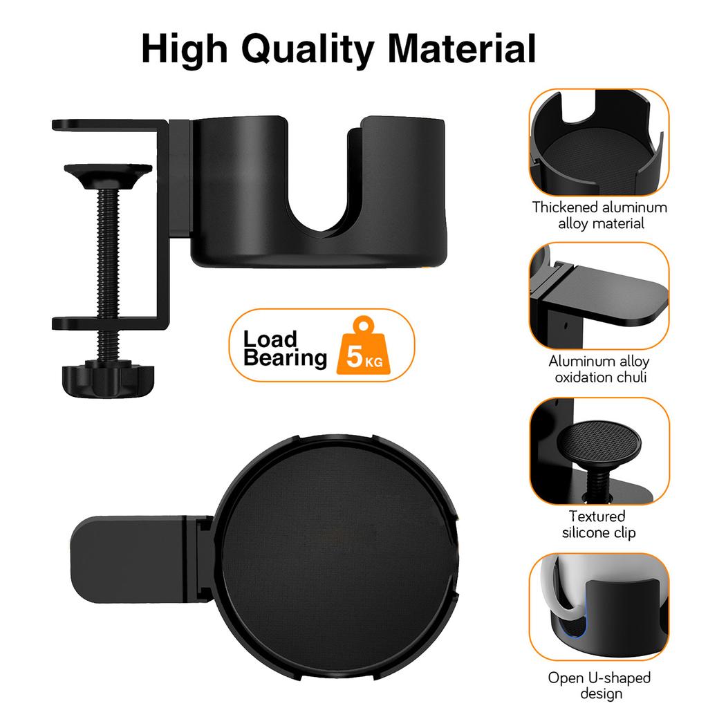 Desk Side Drinking Cup Holder Clip Adjustable Drink Mount Water Bottle Stand Clip On Table Anti-Spill Cup Holder