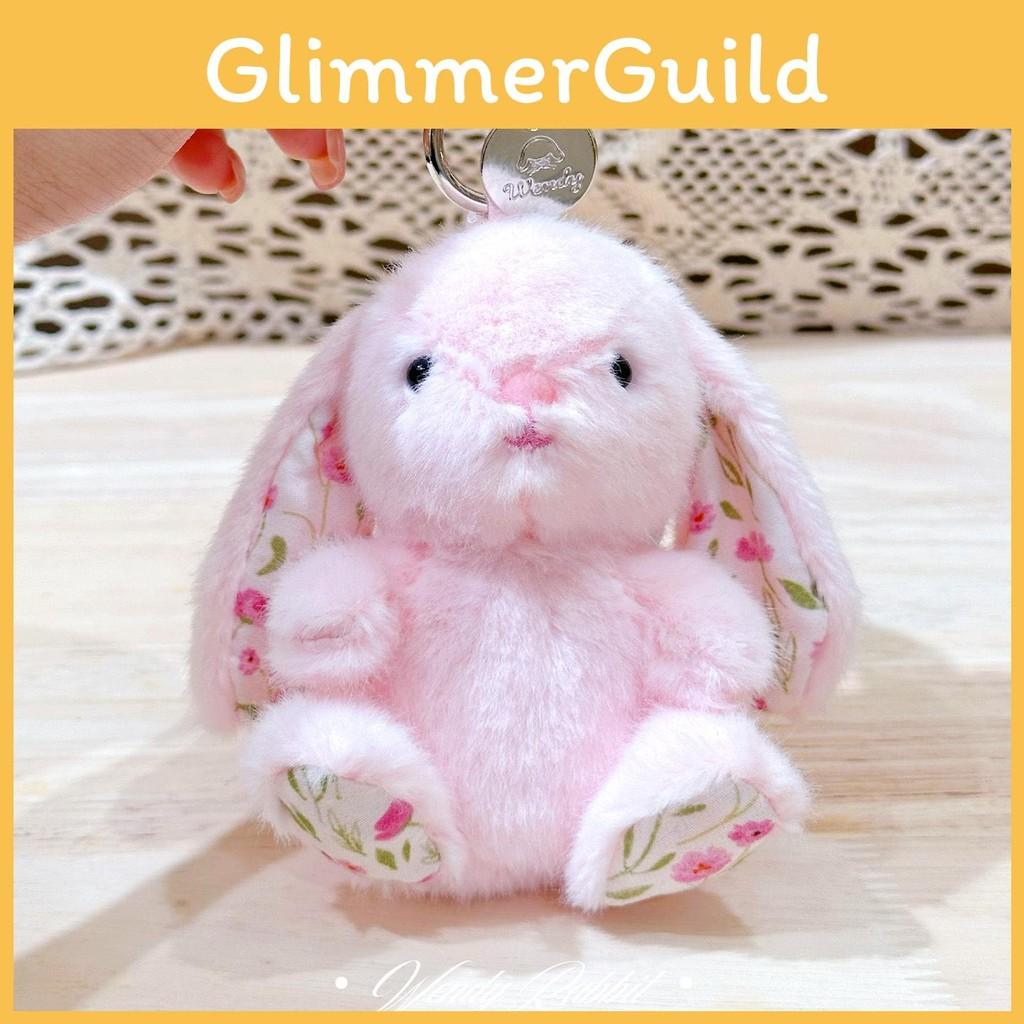 Rabbit Plush Keychain With Sitting Posture And Floral Design For Bag Gift