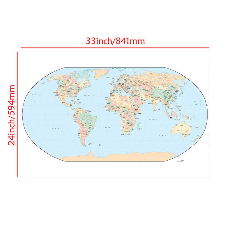 Стандартная карта Карта мира с национальным флагом Классическое издание Карта мира Плакаты и принты для школьных принадлежностей