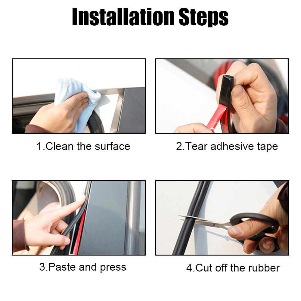 Звукоизоляция Уплотнительные полосы для дверей автомобиля Аксессуары для интерьера Резиновые уплотнители Наклейка Уплотнитель 5M/16M/21M/26M B-образная форма