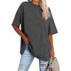 Womens' Fashionable And Casual Solid-color Basic Round-neck Short-sleeved Top