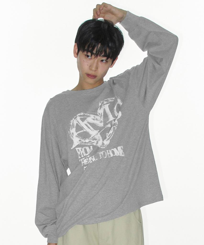 AMES-WORLDWIDE Ames Heart Graphic Ls Tee Gray